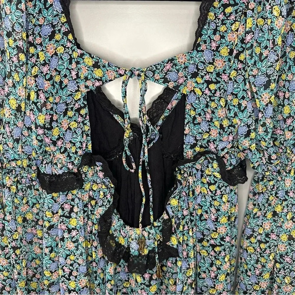 Free People Pennie Babydoll Mini Dress Floral Flowy Dress Size Small - Picture 7 of 8